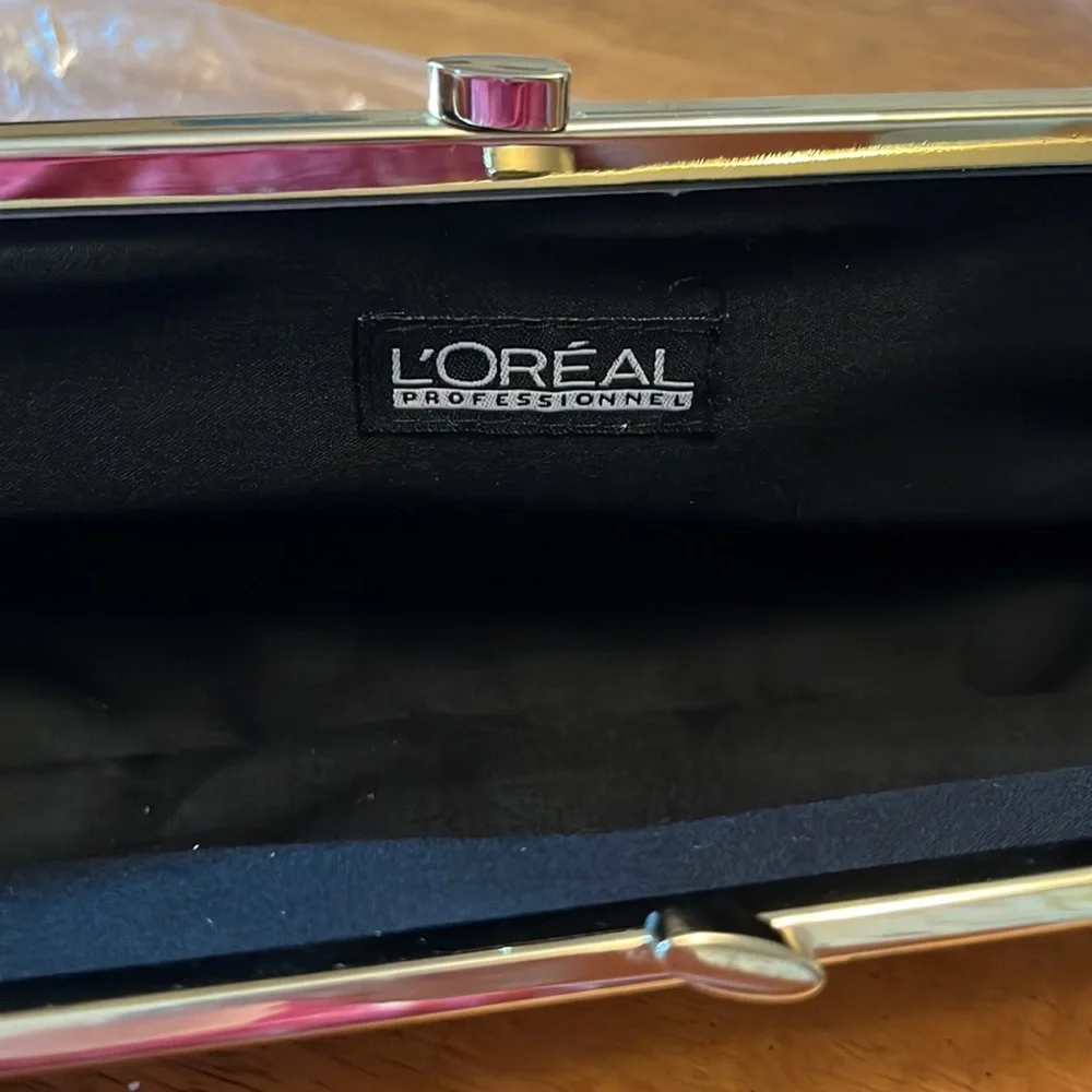 L’Oréal Professional Brown Satin Clutch With Gold Closure